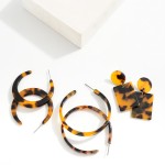 Wholesale tortoise Shell Linked Geometric Post Drop Earrings L