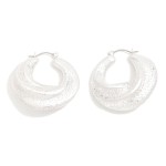 Wholesale chunky Textured Metal Ridged Hoop Earrings D