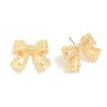 Wholesale chunky Metal Bow Post Drop Earrings