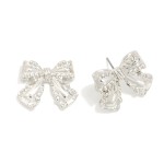 Wholesale chunky Metal Bow Post Drop Earrings