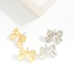 Wholesale chunky Metal Bow Post Drop Earrings