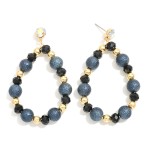 Wholesale beaded Teardrop Drop Earrings Textured Beads Rhinestone Post L