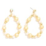 Wholesale beaded Teardrop Drop Earrings Textured Beads Rhinestone Post L