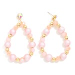 Wholesale beaded Teardrop Drop Earrings Textured Beads Rhinestone Post L
