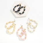 Wholesale beaded Teardrop Drop Earrings Textured Beads Rhinestone Post L