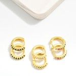 Wholesale rhinestone Studded Huggie Hoop Earrings D