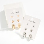 Wholesale set Three Metal Earrings Knotted Ridged Details L