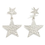 Wholesale linked Textured Metal Stars Post Drop Earrings L