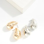 Wholesale hammered Metal Teardrop Post Drop Earrings L