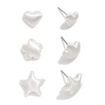 Wholesale set Three Metal Stud Earrings Heart Flower Star L