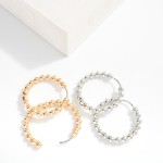 Wholesale metal Hinged Beaded Hoop Earrings D