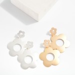 Wholesale linked Metal Flower Post Drop Earrings L