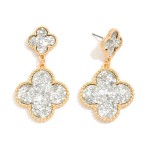 Wholesale linked Glitter Clovers Post Drop Earrings Metal Border L