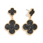 Wholesale linked Glitter Clovers Post Drop Earrings Metal Border L