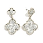 Wholesale linked Glitter Clovers Post Drop Earrings Metal Border L