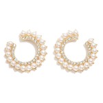 Wholesale pearl Rhinestone Studded Crescent Post Drop Earrings L