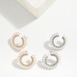 Wholesale pearl Rhinestone Studded Crescent Post Drop Earrings L