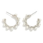 Wholesale metal Hoop Earrings Pearl Clover Details D