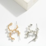 Wholesale metal Hoop Earrings Pearl Clover Details D