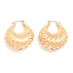 Wholesale chunky Ridged Metal Tapered Hoop Earrings D