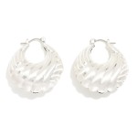 Wholesale chunky Ridged Metal Tapered Hoop Earrings D