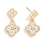 Wholesale rhinestone Studded Linked Clover Drop Earrings L