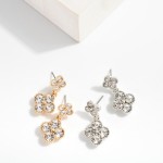 Wholesale rhinestone Studded Linked Clover Drop Earrings L