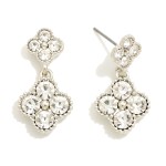 Wholesale rhinestone Studded Linked Clover Drop Earrings L