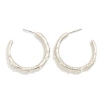 Wholesale wavy Metal Hoop Earrings Pearl Details D