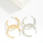 Wholesale wavy Metal Hoop Earrings Pearl Details D