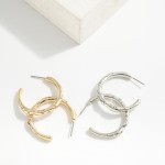 Wholesale metal Curve Hoop Earrings Rhinestone Details D