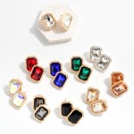 Wholesale chunky Rhinestone Drop Earrings Metal Border L