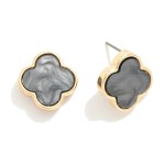 Wholesale pearlescent Clover Post Drop Earrings Metal Border L