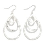 Wholesale nesting Hammered Metal Teardrop Drop Earrings L
