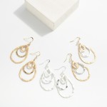 Wholesale nesting Hammered Metal Teardrop Drop Earrings L