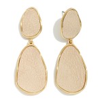 Wholesale linked Metal Geometric Drop Earrings Cracked Vegan Leather Detail L
