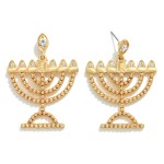 Wholesale metal Bead Menorah Post Drop Earrings Rhinestone Details L