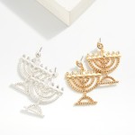 Wholesale metal Bead Menorah Post Drop Earrings Rhinestone Details L