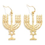 Wholesale hammered Metal Menorah Drop Earrings L