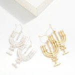 Wholesale hammered Metal Menorah Drop Earrings L