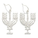 Wholesale hammered Metal Menorah Drop Earrings L