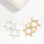 Wholesale hammered Metal Star David Drop Earrings L