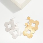 Wholesale textured Metal Clover Drop Earrings L