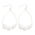 Wholesale metal Wire Teardrop Drop Earrings Beaded Pearl Details L