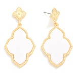 Wholesale elongated Clover Post Drop Earrings Textured Metal Clover Post L