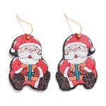 Wholesale laughing Santa Drop Earrings Glitter Detail L