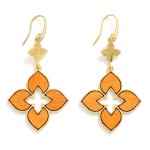 Wholesale linked Clover Drop Earrings Wood Details L