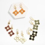 Wholesale linked Clover Drop Earrings Wood Details L