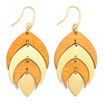 Wholesale linked Wood Metal Leaf Drop Earrings L