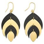 Linked Wood & Metal Tone Leaf Drop Earrings 

- Approximately 2.5" L